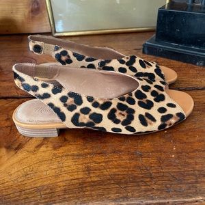 MADEWELL Sandal Tavi Slingback Calf Hair Leopard Peep Toe Size 7.5